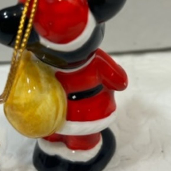 VTG Disney Porcelain Santa Mickey Mouse Christmas Tree Ornament Japan 2.75" - Picture 9 of 9